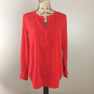 J. Crew Factory Draped Henley Tunic Poppy Red, XS